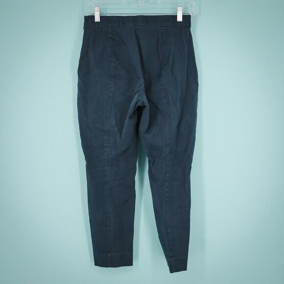 Everlane Size 6 Blue Side Zip Elastic Stretch Waist Tapered Skinny Stretch Pants - Picture 2 of 6